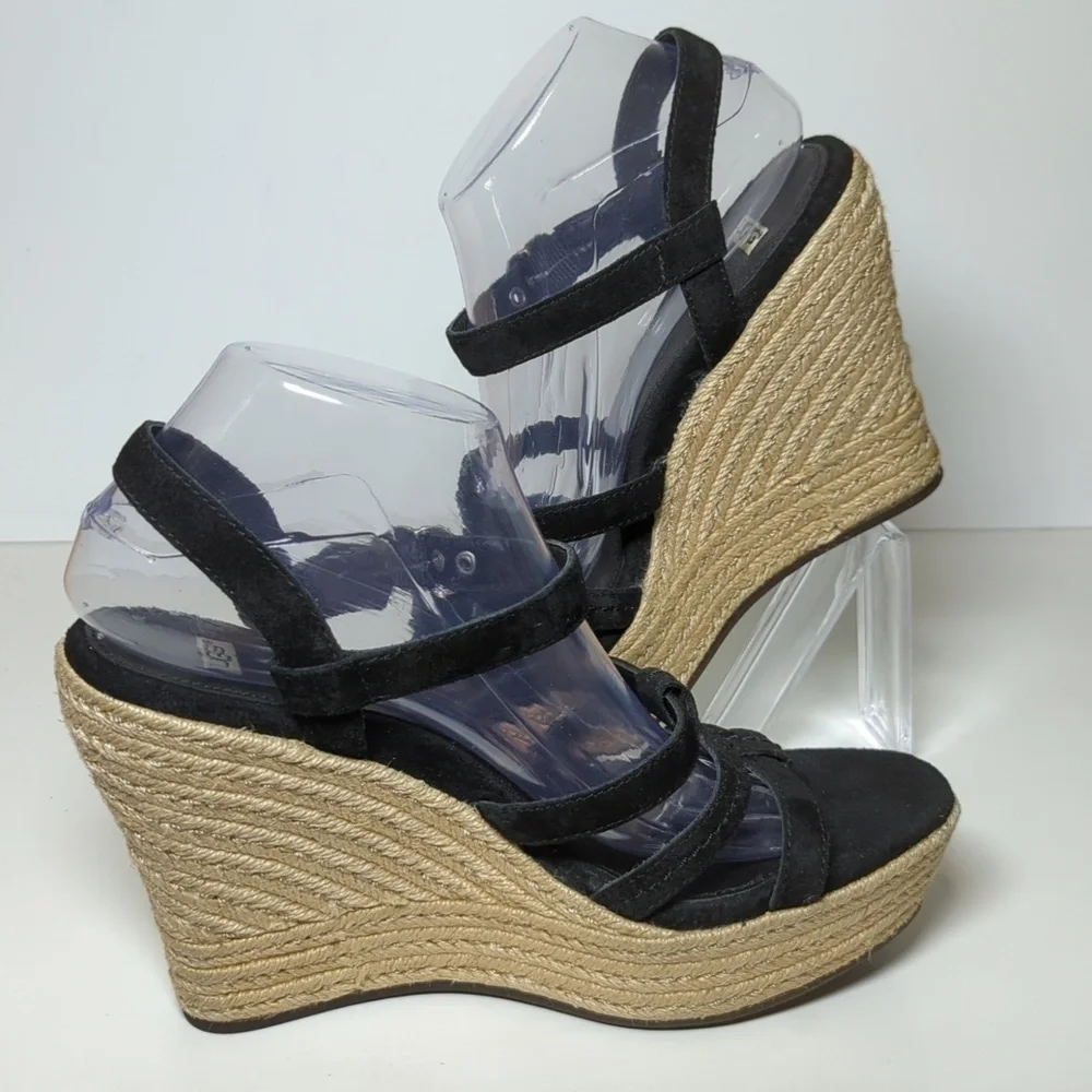 UGG Callia Platform jute/espadrille wedge sandal women's size 9